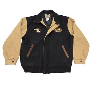 Snap On Jacket Choko Motorsport Men Size L Color Black Wool Blend Leather Trim